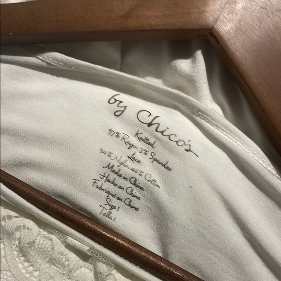 Chico's White Knit Top with a lace overlay - Picture 6 of 6